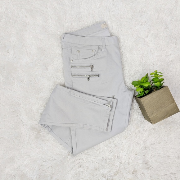 Zara Denim - ZARA denim zip moto skinny jean ankle grey NWOT